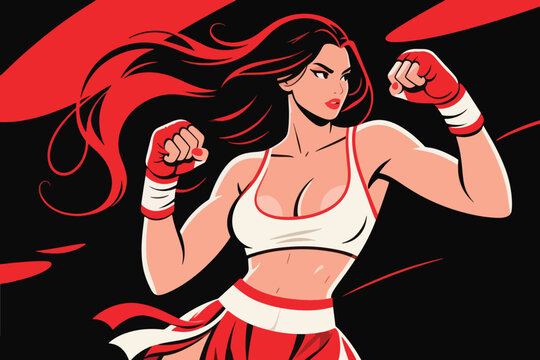 Beautiful Martial Art Woman Vector Illustration Creative Design Template 