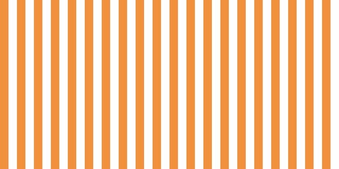 Seamless vertical orange and white stripes background. Classic parallel lines pattern for summer, carnival, or circus theme. Minimalist linear geometric backdrop for wallpaper and graphic design. © Dunzz