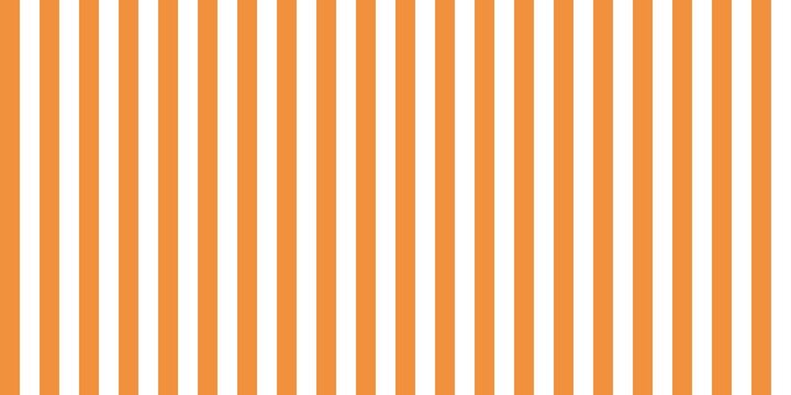 Seamless vertical orange and white stripes background. Classic parallel lines pattern for summer, carnival, or circus theme. Minimalist linear geometric backdrop for wallpaper and graphic design.