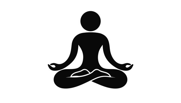 Minimalist vector silhouette of a person in yoga lotus position