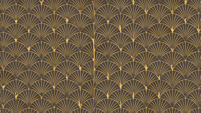 art deco pattern repeating geometric design with golden accents