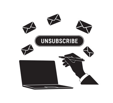 Digital communication User unsubscribes from unwanted emails, illustrating the act of opting out for online privacy and efficient inbox management