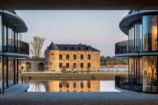 Reflection of Historic Brick Building in Modern Glass Architecture