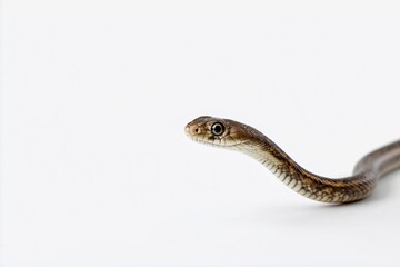 Fototapeta premium Minimalist studio style photo of snake isolated on clean white background, detailed reptile body curves