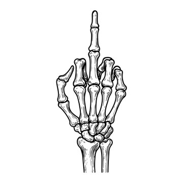 Skeleton hand giving the finger bones gesture