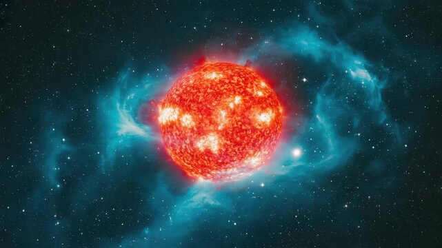 The sun shines brightly amidst the vastness of space filled with stars and nebulae. A breathtaking celestial view.