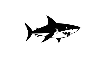 Fototapeta premium Black and white illustration of a fierce shark.