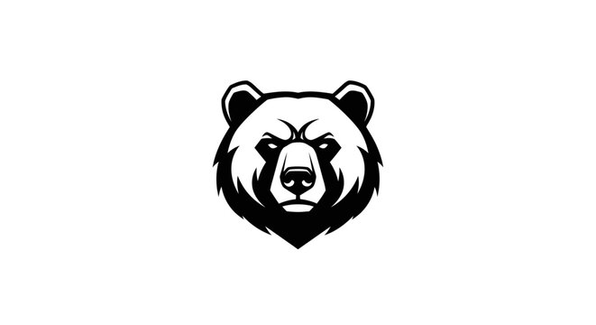 Aggressive Bear Head Logo Design Vector Illustration.