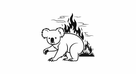 Obraz premium Koala bear in front of a wildfire
