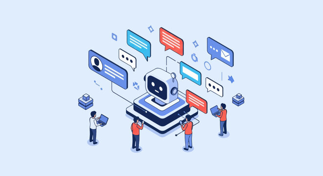 AI Chatbot Technology and Communication Network.