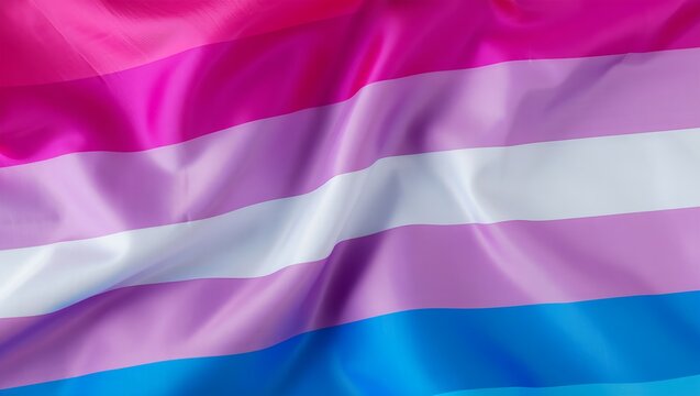 Bigender Pride Flag with Waving Silk Texture, LGBTQ+ Identity Symbol