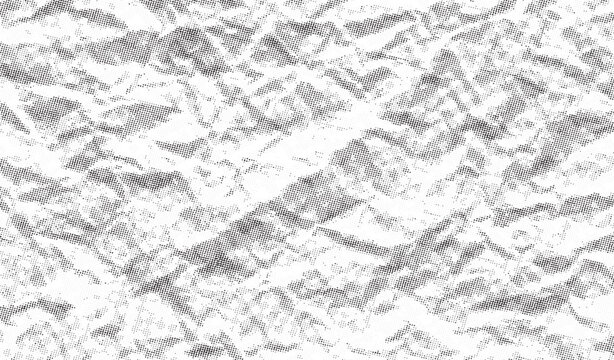 Abstract Black and White Halftone Dot Pattern Texture with Distressed Topographical Stipple Effect for Design Overlays