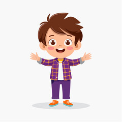 Obraz premium Happy Cartoon Boy with Open Arms