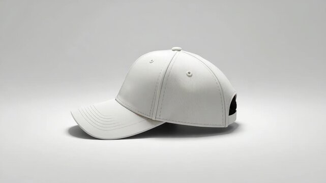 White cap baseball cap curved brim stitching studio shot product photography white baseball cap