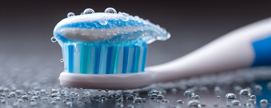 Close-up of a toothbrush with toothpaste showing bubbles. This image highlights personal hygiene and dental care, perfect for health, beauty, or oral care topics.