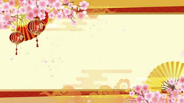 中華風桜の花びら背景