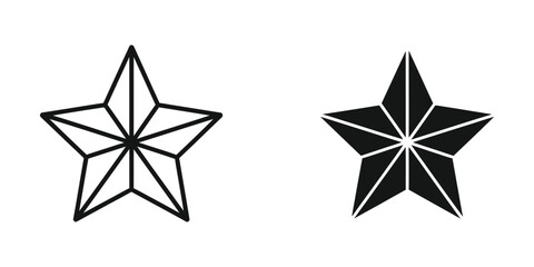 Obraz premium Black and white geometric star icons with simple lines
