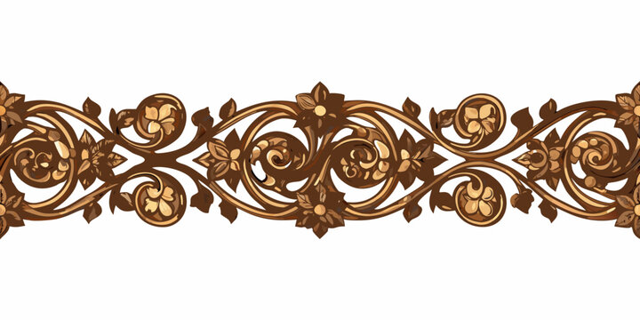 floral ornament intricate baroque style frieze on white background