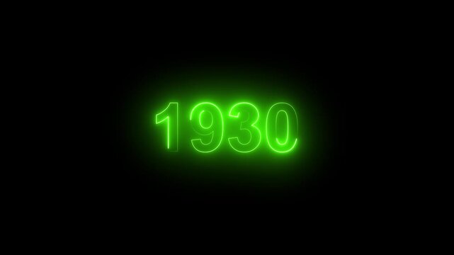 Retro futuristic neon green glowing 1930s style clock number display vintage aesthetic digital