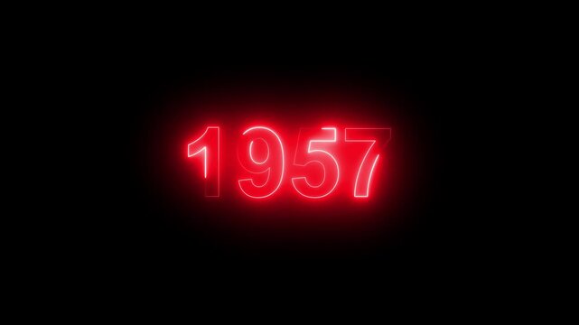 Red glowing 1957 year neon sign vintage retro style bright display 1957 neon sign