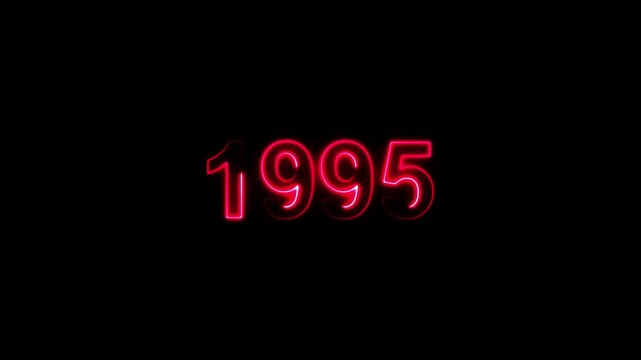 1995 year neon glow typography digital display background neon glow numbers