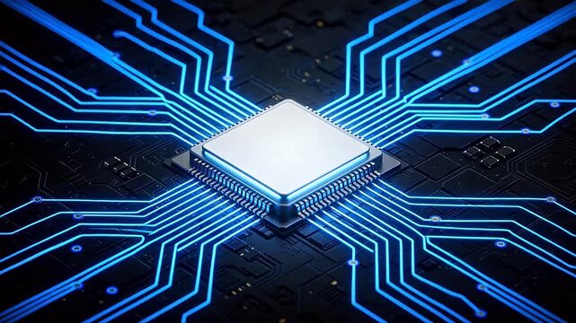 Microchip with glowing circuitry