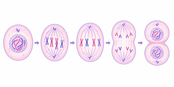 Cell mitosis stages diagram from prophase to cytokinesis division