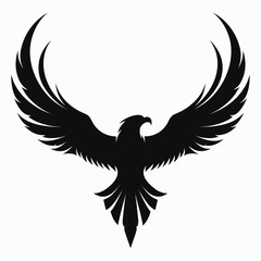 Obraz premium Black eagle, bird silhouette, spread wings, vector icon, graphic symbol