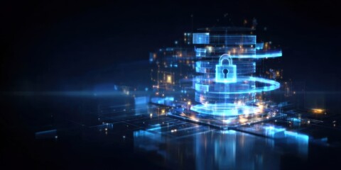 Obraz premium A firewall and encryption provide protection to the server. This defense strengthens security and user authentication.