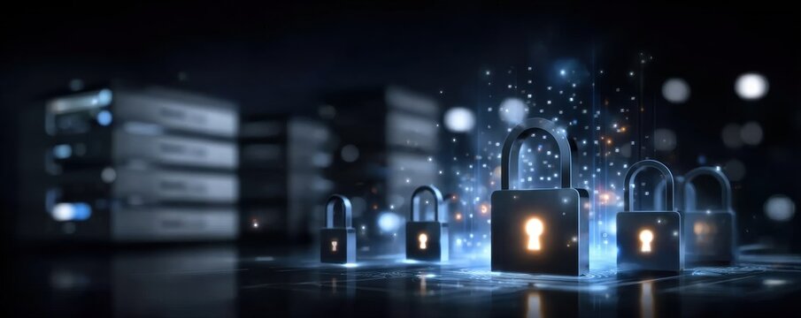 The server relies on encryption and a firewall for protection. Security and authentication form a proactive defense.