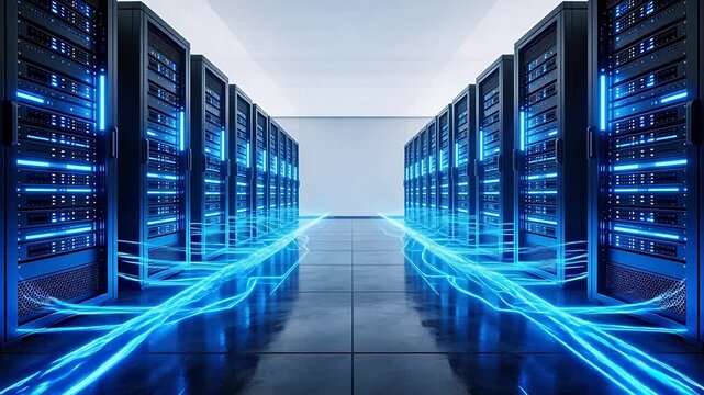 server room with blue lights