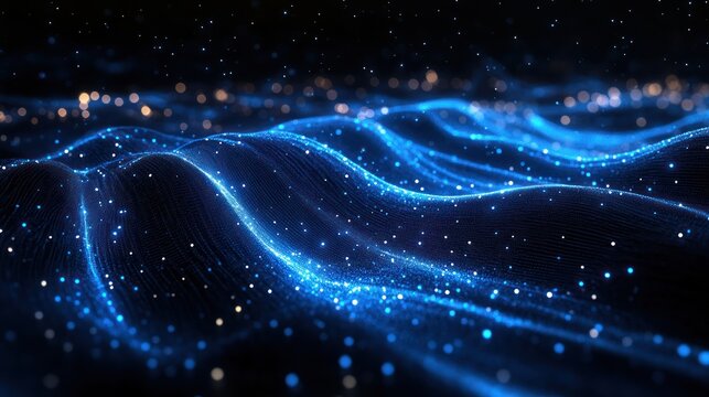 Abstract digital waves of light particles