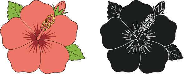 Hibiscus flower vector silhouette illustration © Nurjahan