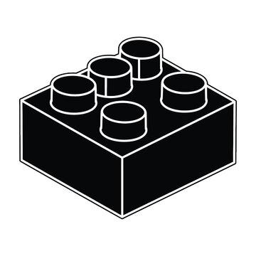Black Lego brick with six studs on top isolated on white background