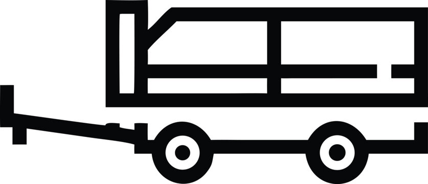 Utility trailer vehicle with a tow hitch attachment in a minimalist line drawing style