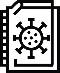 Obraz premium Virus Microbe Symbol on a Document Representing Medical Reports and Critical Information About a Global Health Crisis