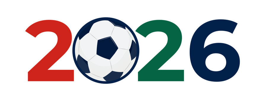 Soccer icon speed ball football goal and background vector logo. World cup 2026 graphic isolated design.  2026 FIFA World Cup