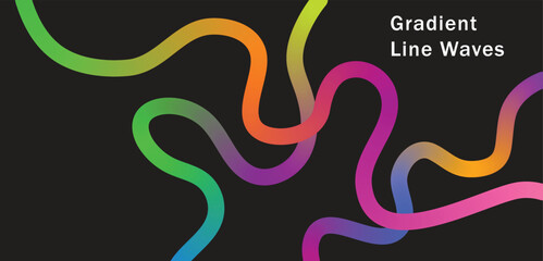 Fototapeta premium Curve Gradient Abstract Color Lines Pattern with Wave Shapes. Background with 3D Dynamic Lines. Modern Fun Rainbow Ribbons Pattern.