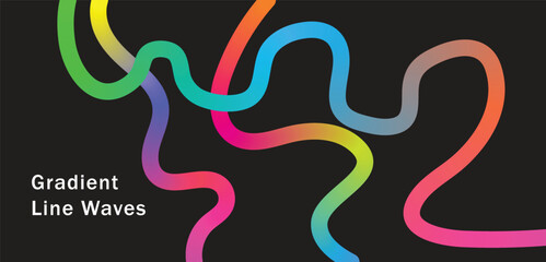 Fototapeta premium Abstract Color Lines Pattern with Curve Gradient Wave Shapes. 3D Dynamic Lines Rainbow.