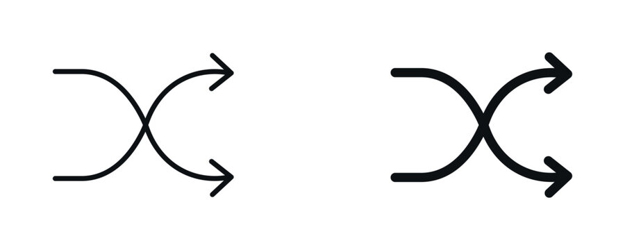 Merge arrows icon set, directional flow combining paths concept in line and flat style. vector illustration.