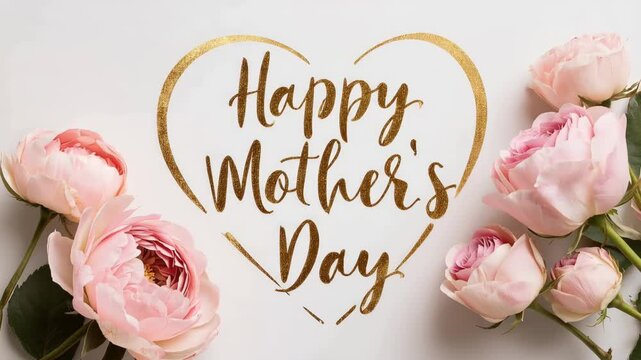 happy mothers day floral greetings with blooming flowers animation