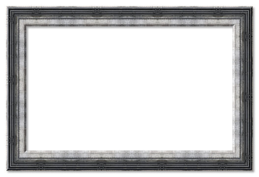 Old empty rectangular picture frame transparent background