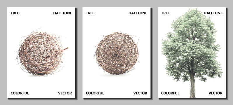 tree halftone botanical isolated plant nature landscape clipart texture pattern printable