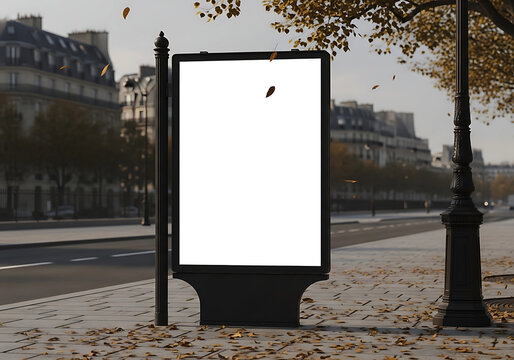 Paris Street Billboard Mockup Urban Advertising Display Scene