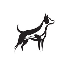 Fototapeta premium Minimalist Black Basenji Dog Silhouette Vector Variation 1 - Elegant Solid Curled Tail Canine Isolated on White for Pet Logos, Vet Clinics, T-Shirts, and Art Prints