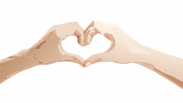 Two hands forming a heart shape on a white background