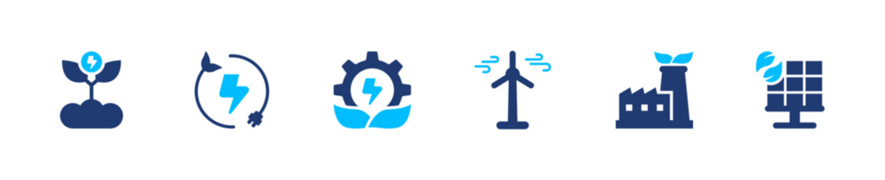 Renewable energy icon set. solar, wind, eco, sustainability, power. solid style icon collection.