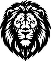 Obraz premium Black and white illustration of a lions head with long mane