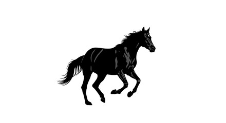 Obraz premium Black horse silhouette, running horse icon, dark equine illustration, animal design element