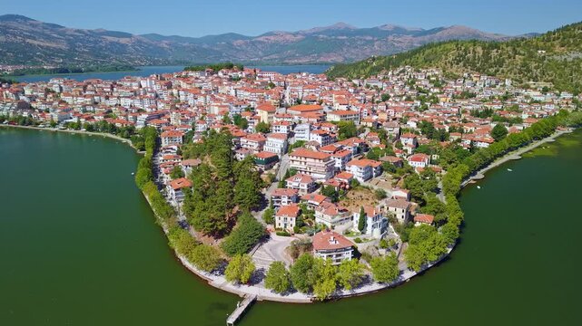 Aerial View of Kastoria and Lake Orestiada, Greece